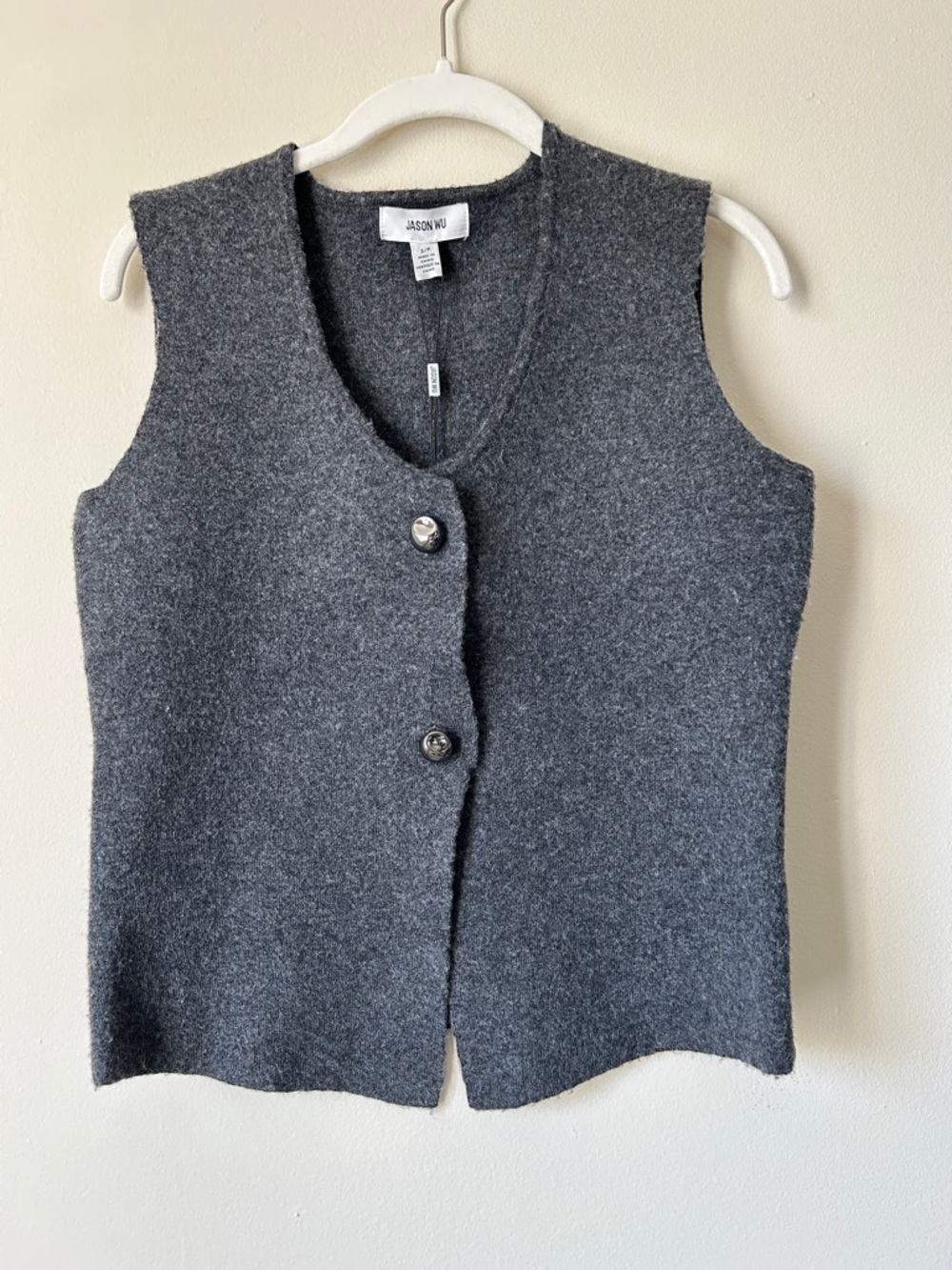 Jason Wu Dark Gray Button-Front V-Neck Sweater Vest